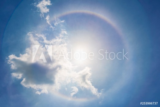 Picture of Sun halo in blue sky with cloud Dream miracle and amazing nature background